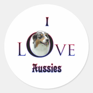 Australian Shepherd I Liebe Runder Aufkleber
