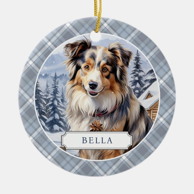 Australian Shepherd Keramik Circle Ornament (Vorne)