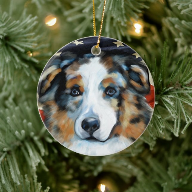 AUSTRALIAN SHEPHERD KERAMIK ORNAMENT (Baum)