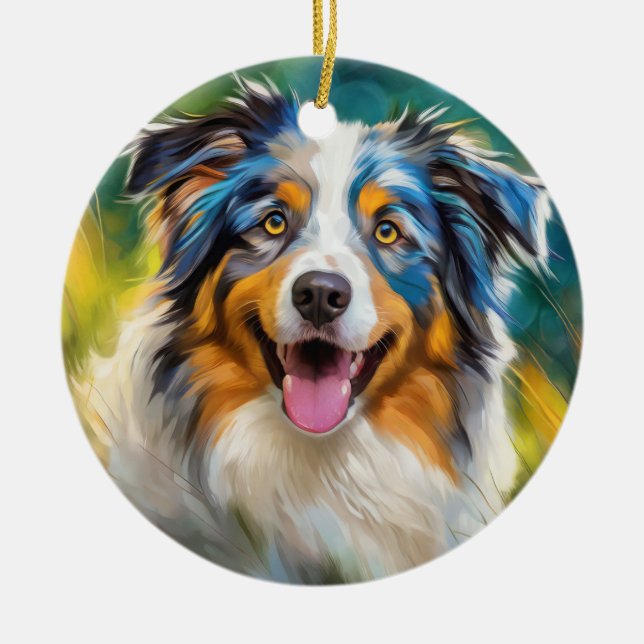 Australian Shepherd Keramik Ornament (Vorne)