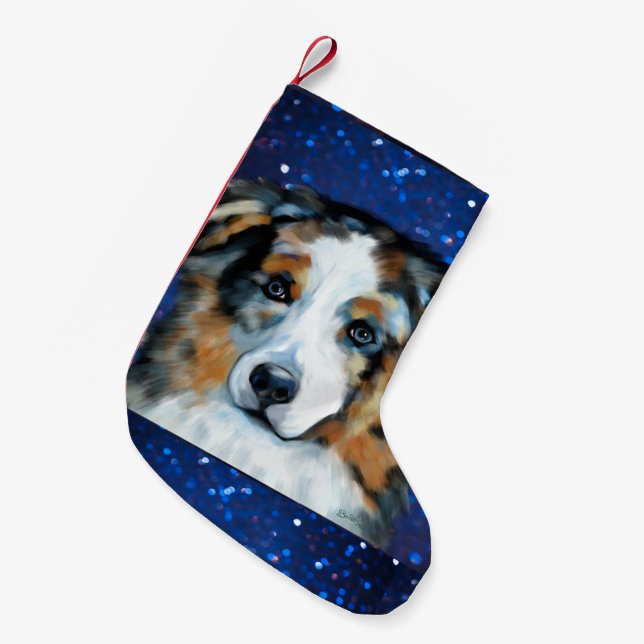 Australian Shepherd Kleiner Weihnachtsstrumpf (Vorderansicht (hängend))