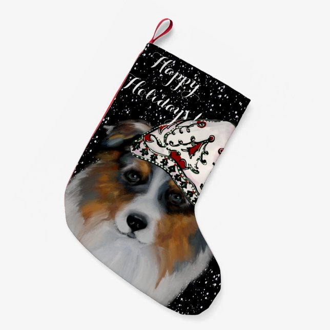 Australian Shepherd Kleiner Weihnachtsstrumpf (Vorderansicht (hängend))