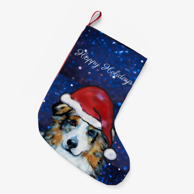 Australian Shepherd Kleiner Weihnachtsstrumpf (Vorderansicht (hängend))