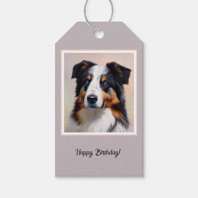Australian Shepherd Kopf -  Geschenkanhänger (Vorderseite)