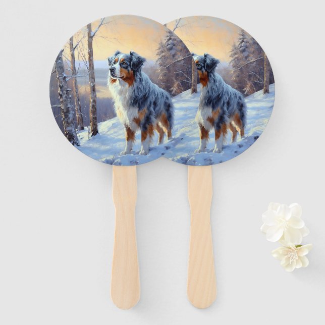 Australian Shepherd Let It Snow Christmas Fächer (Vorne und Hinten)