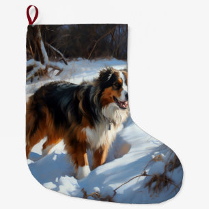 Australian Shepherd Let It Snow Christmas Großer Weihnachtsstrumpf
