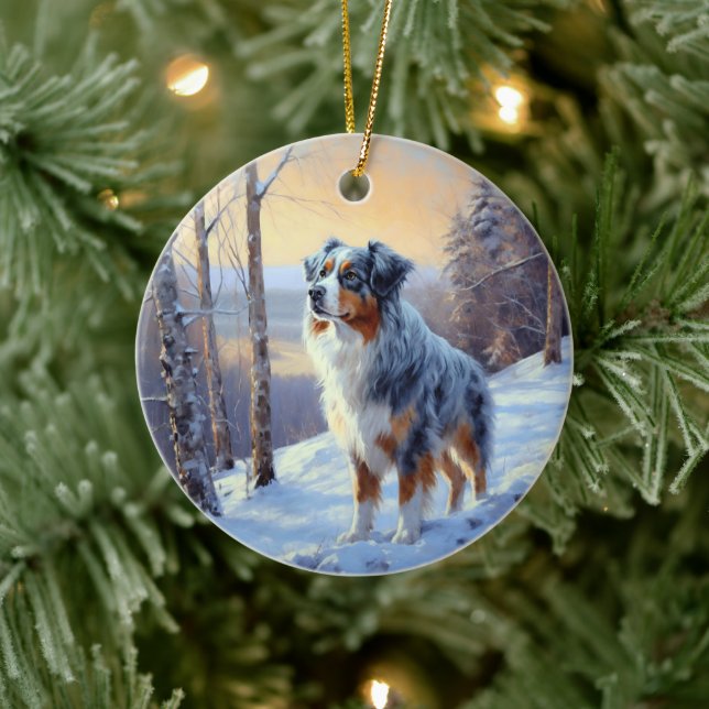 Australian Shepherd Let It Snow Christmas Keramik Ornament (Baum)