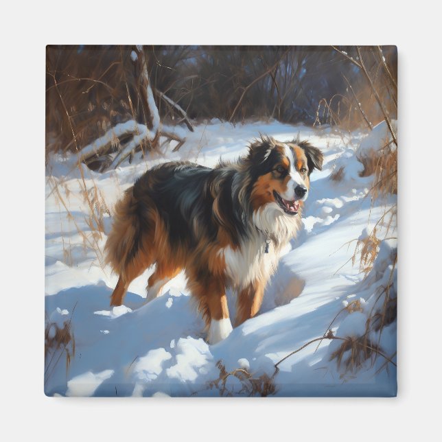 Australian Shepherd Let It Snow Christmas Magnet (Vorne)