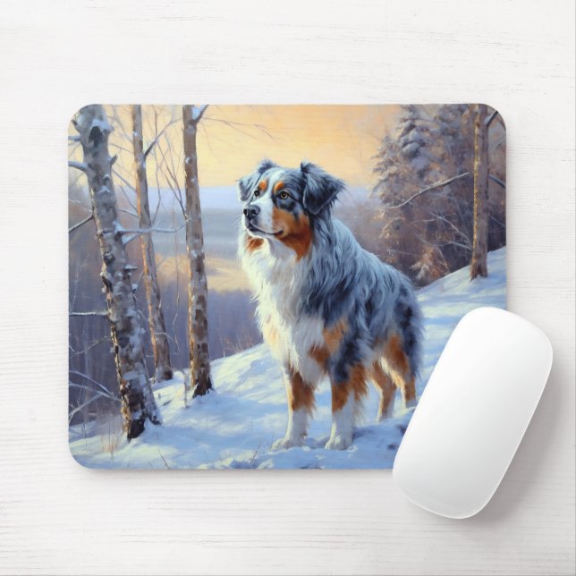 Australian Shepherd Let It Snow Christmas Mousepad (Mit Mouse)