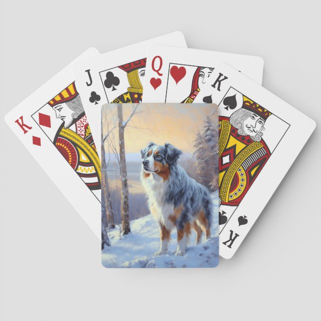 Australian Shepherd Let It Snow Christmas Spielkarten (Rückseite)