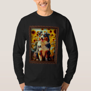 Australian Shepherd Malerei Sonnenblume Mutter  T-Shirt