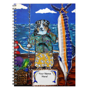 Australian Shepherd Marlin Angeln Notizblock