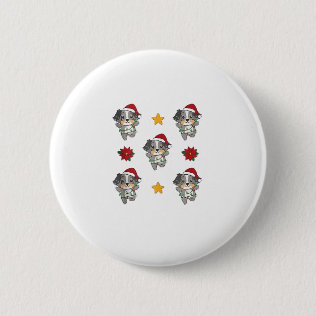 Australian Shepherd Merry Christmas Winter Hogs Ch Button (Vorderseite)