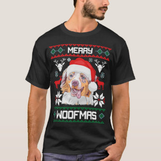 Australian Shepherd Merry Woofmas Funny T-Shirt