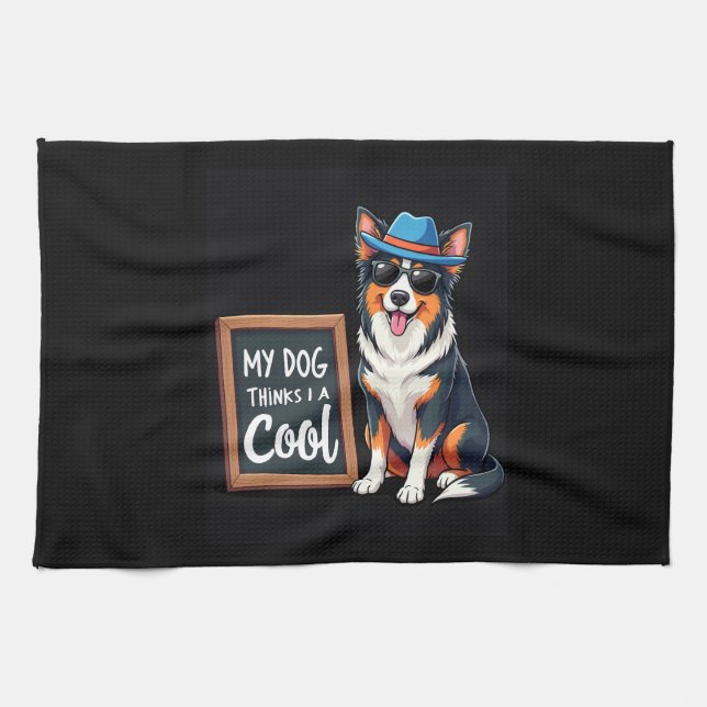 Australian Shepherd My Dog Thinks I'm Cool For Dog Geschirrtuch (Horizontal)