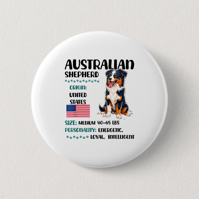 Australian Shepherd Origin Funny Aussie Dog Lover  Button (Vorderseite)