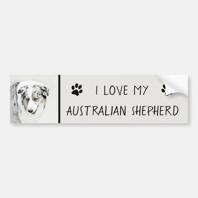 Australian Shepherd Painting - Original Dog Art Autoaufkleber (Vorne)