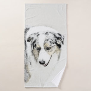 Australian Shepherd Painting - Original Dog Art Badhandtuch Set