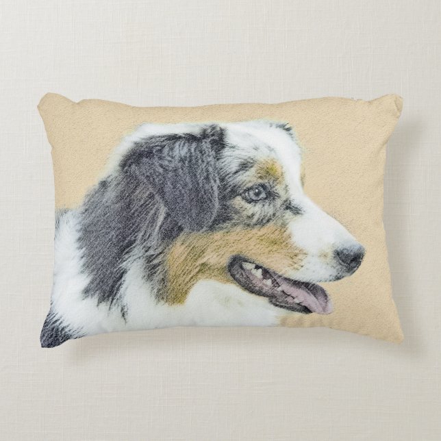 Australian Shepherd Painting - Original Dog Art Dekokissen (Vorderseite)