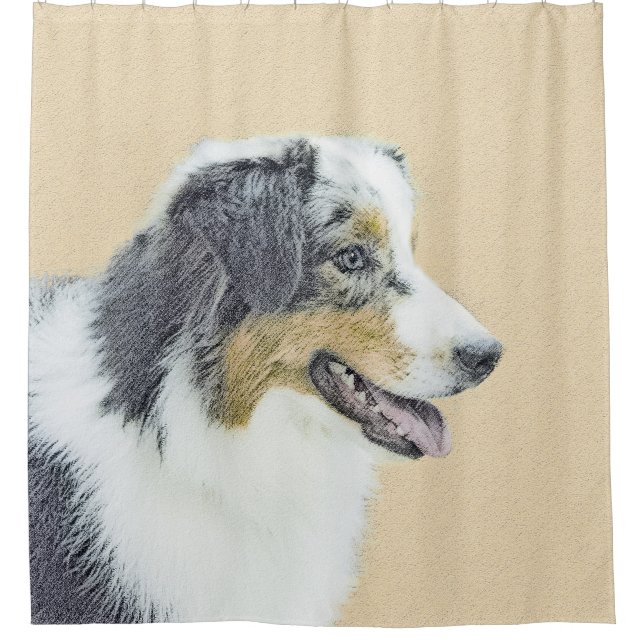 Australian Shepherd Painting - Original Dog Art Duschvorhang (Vorderseite)
