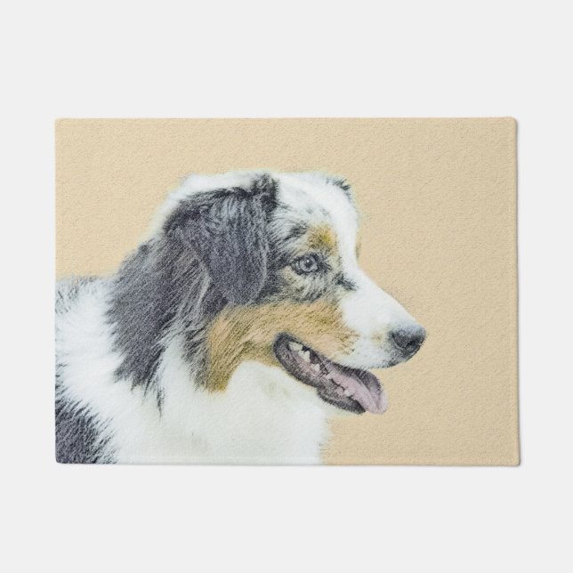 Australian Shepherd Painting - Original Dog Art Fußmatte (Vorderseite)