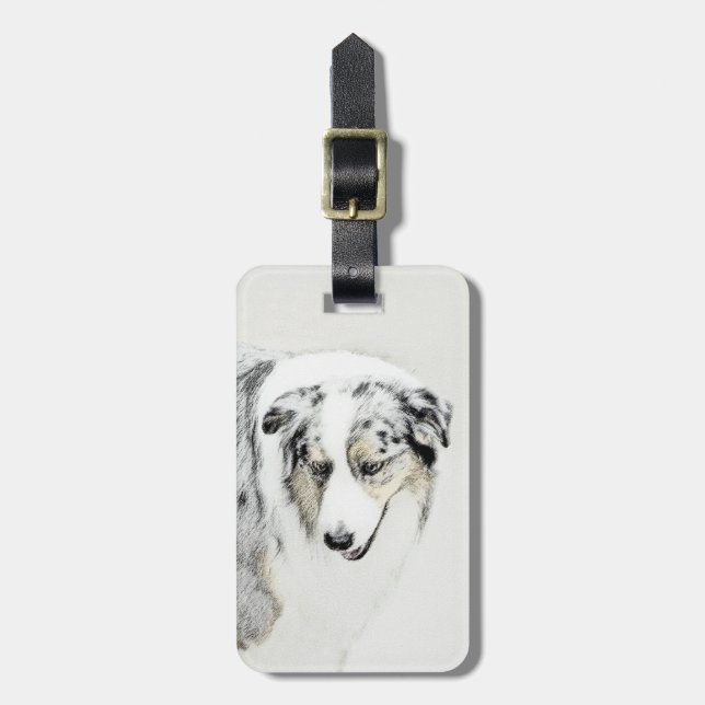 Australian Shepherd Painting - Original Dog Art Gepäckanhänger (Vorderseite vertikal)