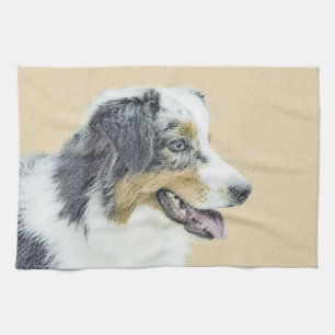 Australian Shepherd Painting - Original Dog Art Geschirrtuch