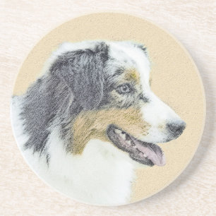 Australian Shepherd Painting - Original Dog Art Getränkeuntersetzer