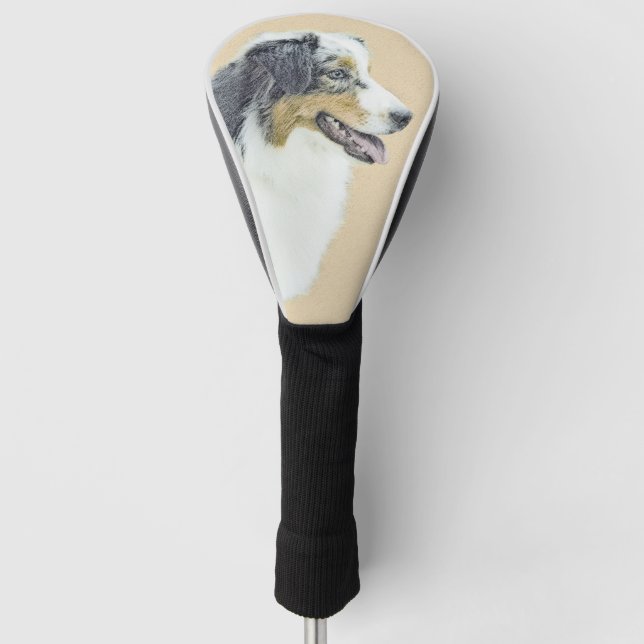 Australian Shepherd Painting - Original Dog Art Golf Headcover (Vorderseite)