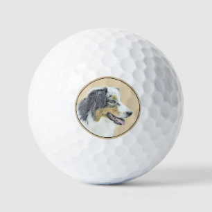 Australian Shepherd Painting - Original Dog Art Golfball