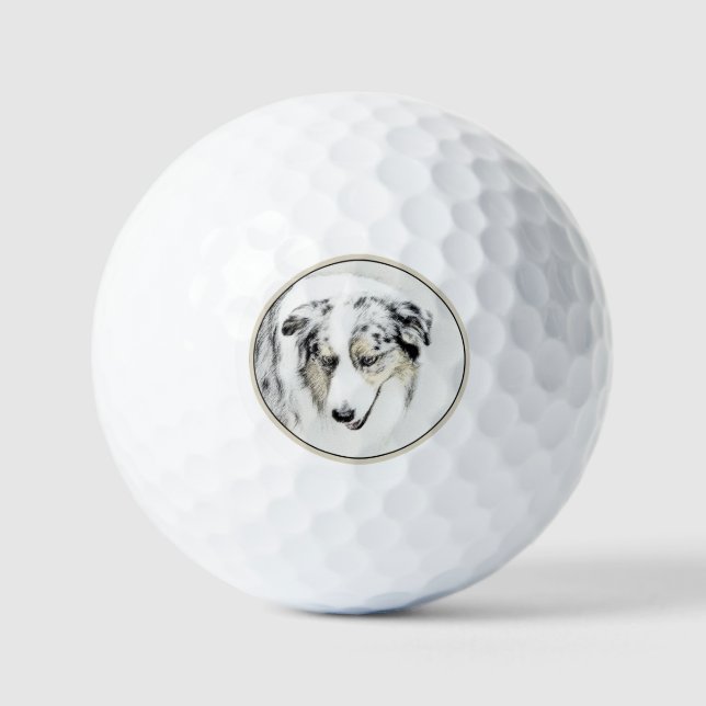 Australian Shepherd Painting - Original Dog Art Golfball (Vorderseite)