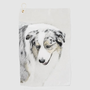 Australian Shepherd Painting - Original Dog Art Golfhandtuch