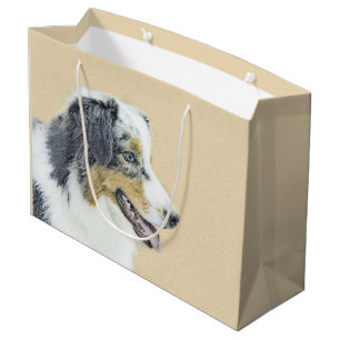 Australian Shepherd Painting - Original Dog Art Große Geschenktüte