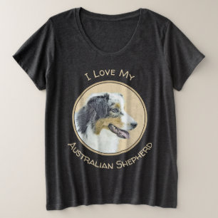 Australian Shepherd Painting - Original Dog Art Große Größe T-Shirt