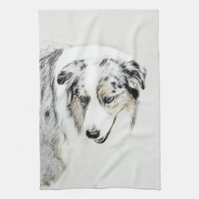 Australian Shepherd Painting - Original Dog Art Handtuch (Vertikal)