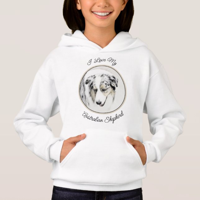 Australian Shepherd Painting - Original Dog Art Hoodie (Vorderseite)