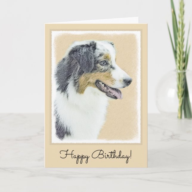 Australian Shepherd Painting - Original Dog Art Karte (Vorderseite)