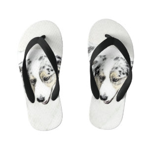 Australian Shepherd Painting - Original Dog Art Kinderbadesandalen