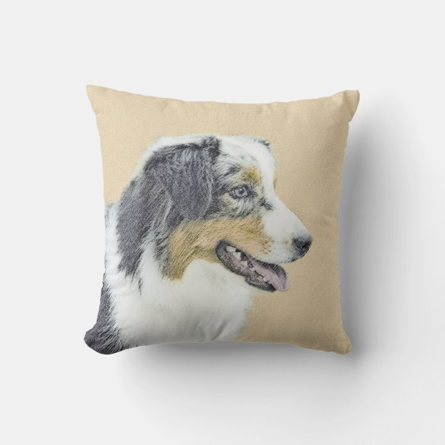 Australian Shepherd Painting - Original Dog Art Kissen (Vorderseite)