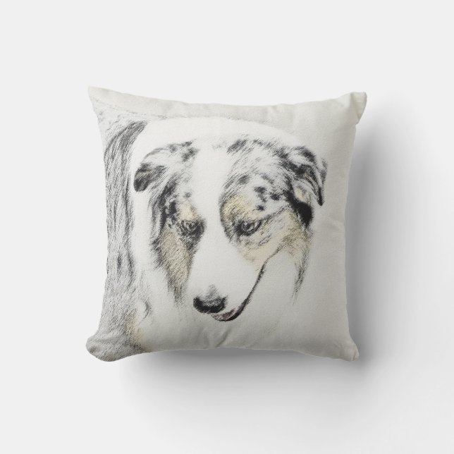 Australian Shepherd Painting - Original Dog Art Kissen (Vorderseite)