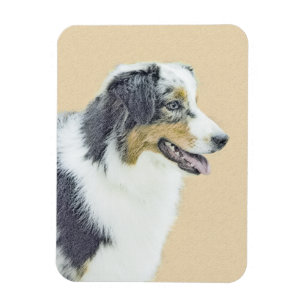 Australian Shepherd Painting - Original Dog Art Magnet