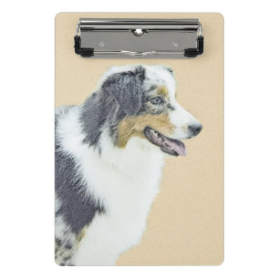Australian Shepherd Painting - Original Dog Art Mini Klemmbrett