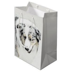 Australian Shepherd Painting - Original Dog Art Mittlere Geschenktüte