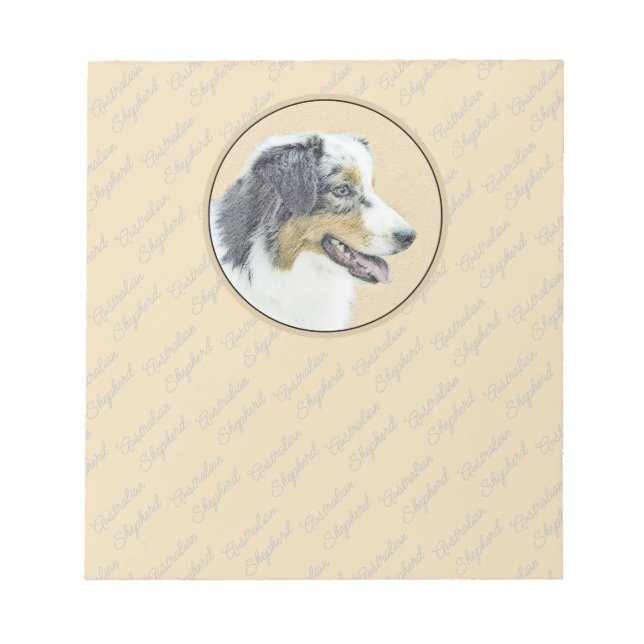 Australian Shepherd Painting - Original Dog Art Notizblock (Vorderseite)