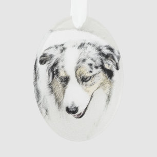 Australian Shepherd Painting - Original Dog Art Ornament
