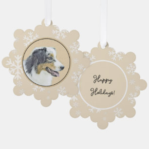 Australian Shepherd Painting - Original Dog Art Ornament Karte