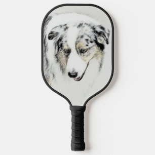 Australian Shepherd Painting - Original Dog Art Pickleball Schläger