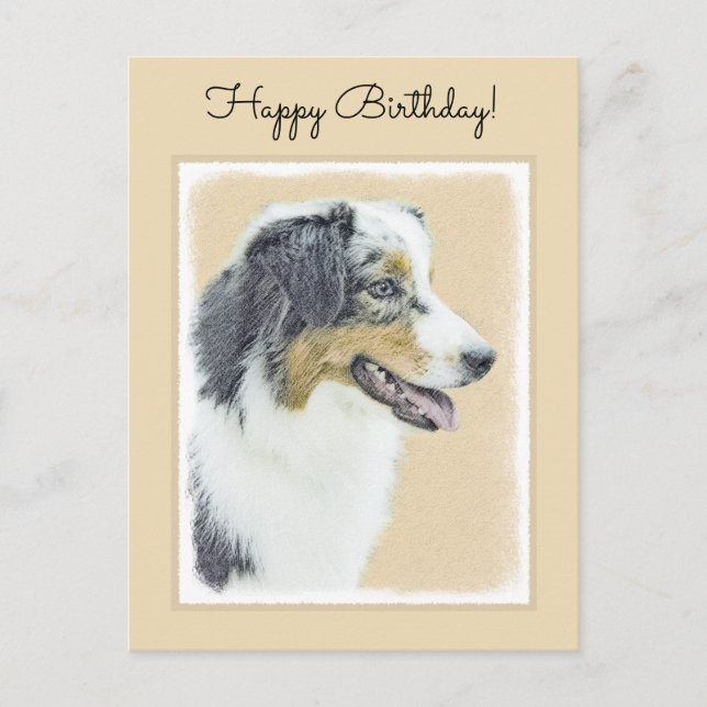 Australian Shepherd Painting - Original Dog Art Postkarte (Vorderseite)