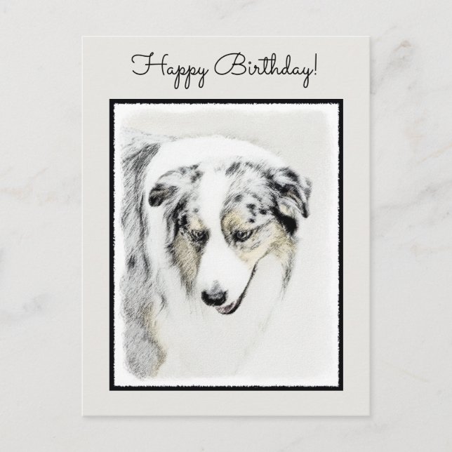 Australian Shepherd Painting - Original Dog Art Postkarte (Vorderseite)