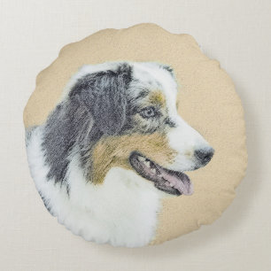 Australian Shepherd Painting - Original Dog Art Rundes Kissen